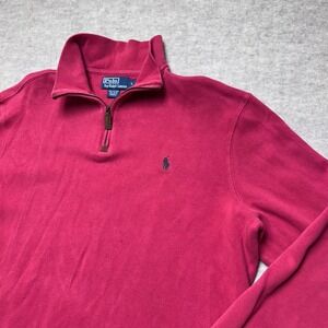 Polo Ralph Lauren Mens 1/4 Zip Pullover Sweater Red Long Sleeve